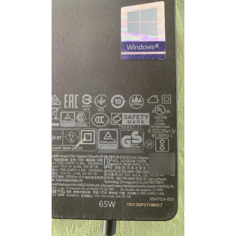 Cargador Original Microsoft Surface Book Pro 4.0a 15v 1706